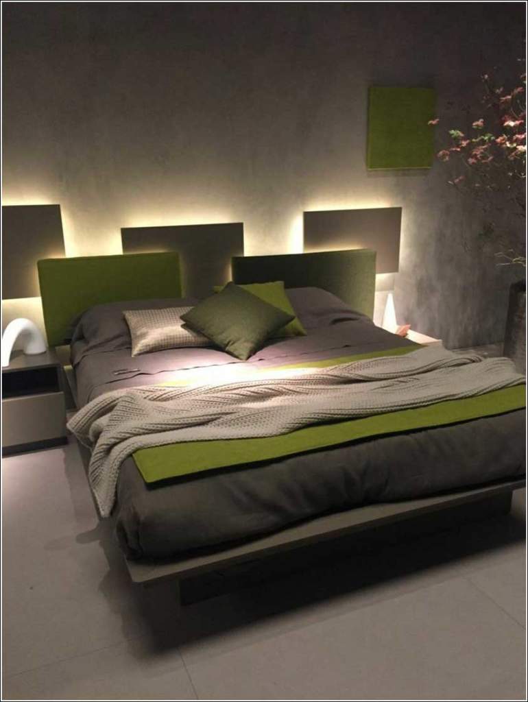 Варіант освітлення у спальні: підсвічування ліжка знизу