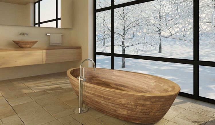 Оригінальна ванна з дерева