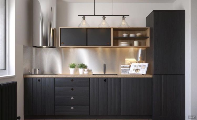 Чорний колір в інтер'єрі маленької кухні