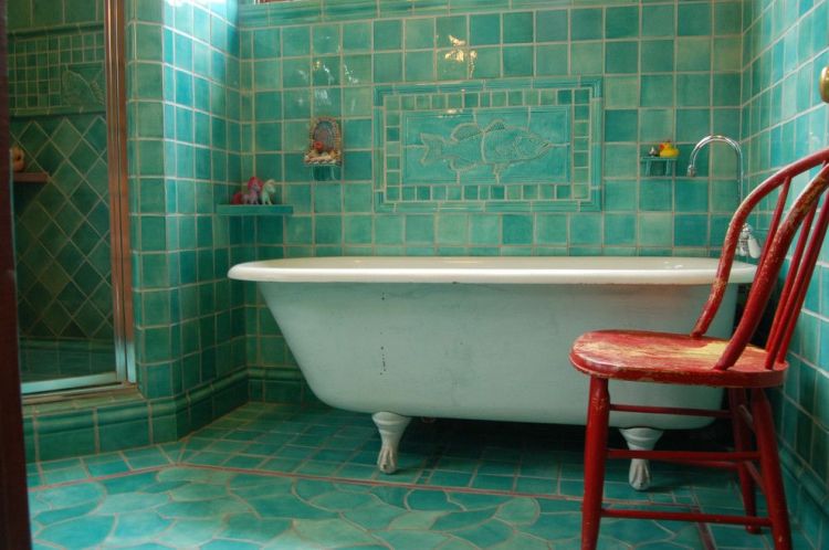 Ванна кімната 2019 з дизайном модного зеленого кольору