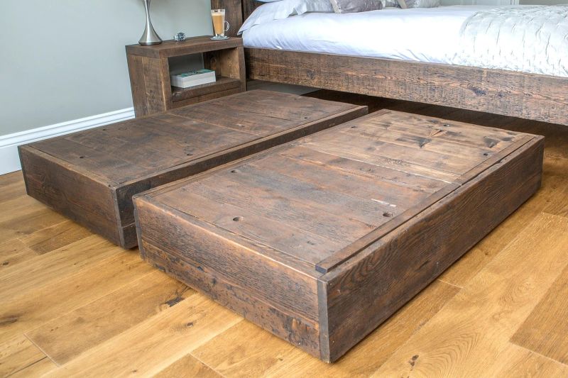 Стильні дерев'яні ящики для зберігання під ліжком